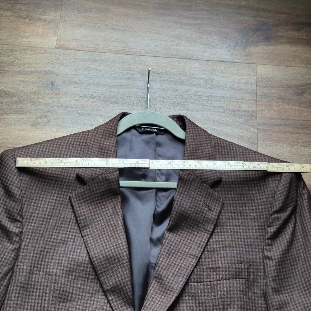 Jos. A. Bank Signature Collection Brown Houndstooth Silk Wool Blazer 42S Mens